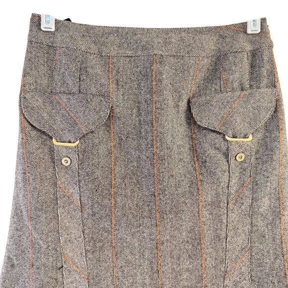 Les Copains Blue Womens Gray Wool Blend Fit and Flare Tweed Knee Length Skirt 38 - Picture 2 of 8
